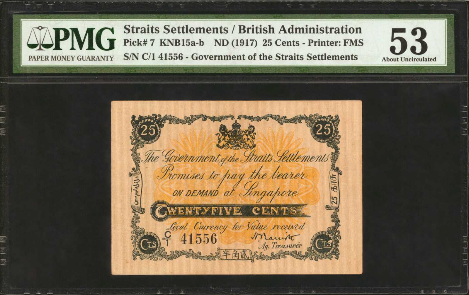 image for: Straits Settlements  25 cents(B116as)