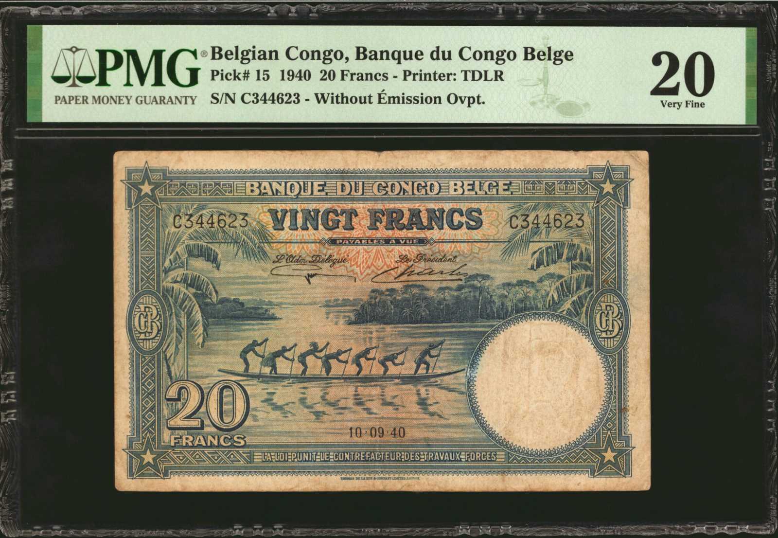 image for: Belgian Congo  20 francs(B215e)