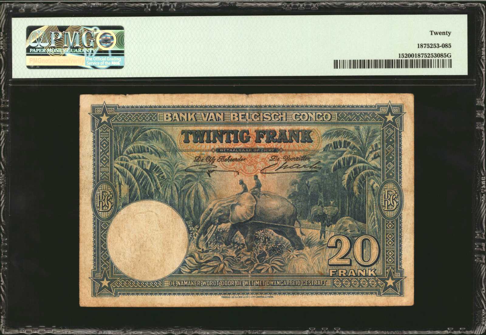 image for: Belgian Congo  20 francs(B216as2)