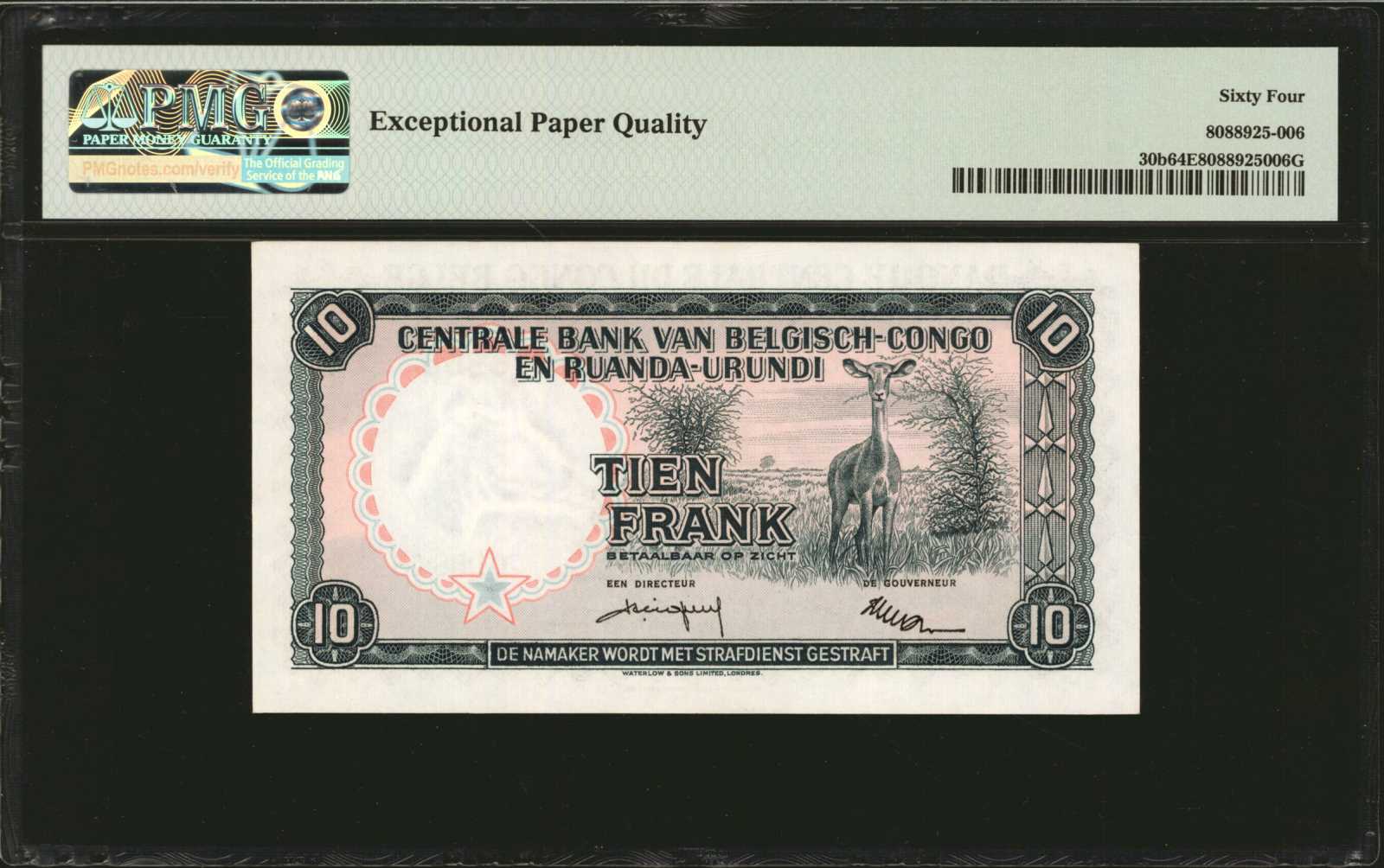 image for: Belgian Congo  10 francs(B310u)