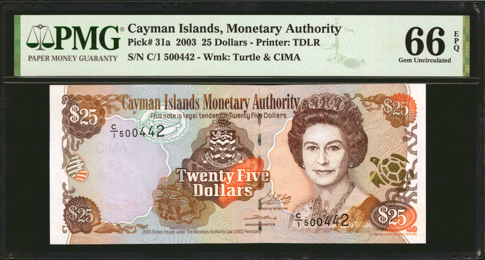 image for: Cayman Islands  25 dollars (B211az)