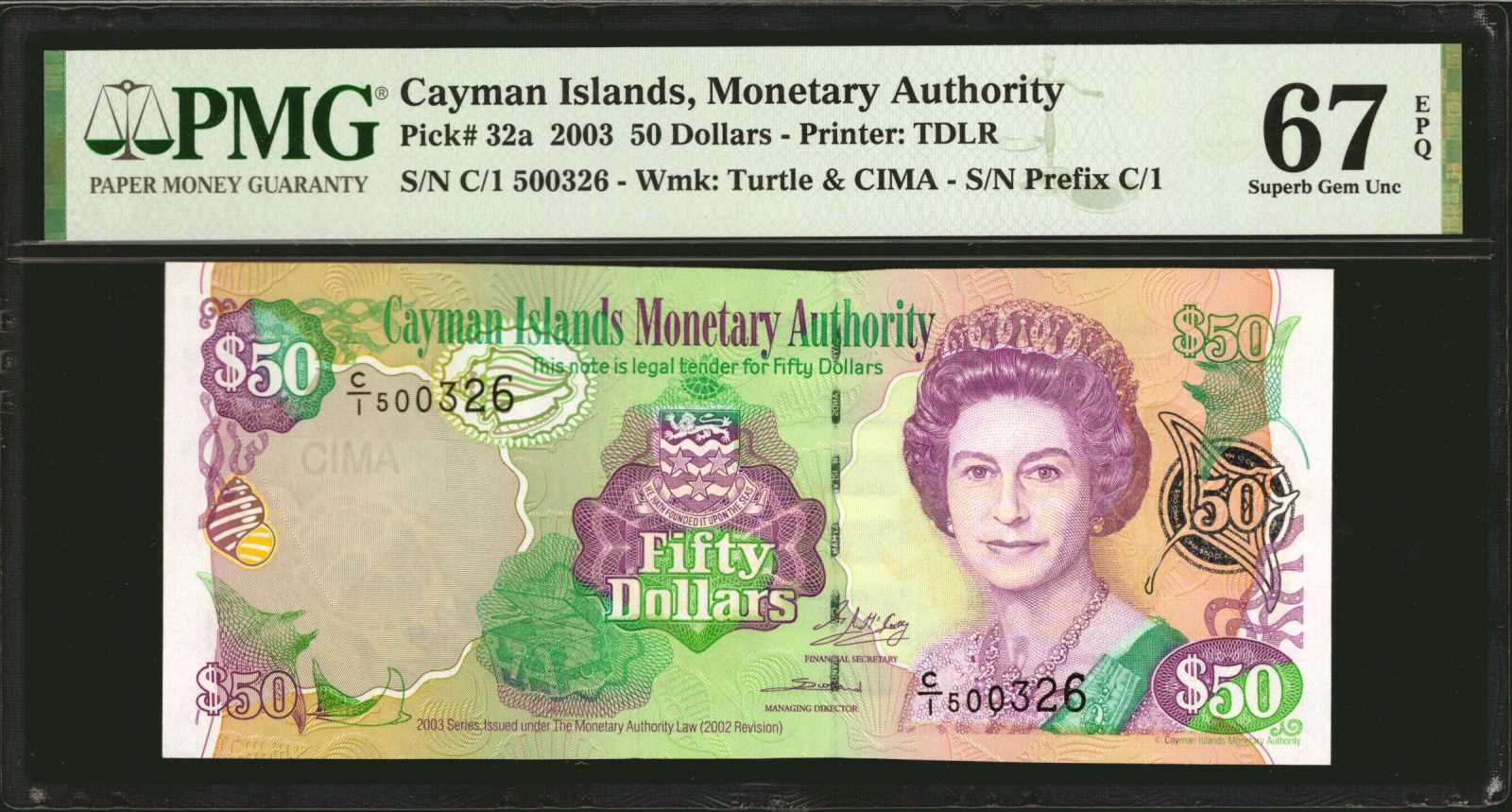 image for: Cayman Islands  50 dollars (B212a)