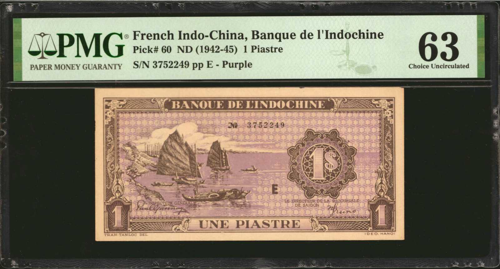 image for: French Indo-China  1 piastre(B145a)