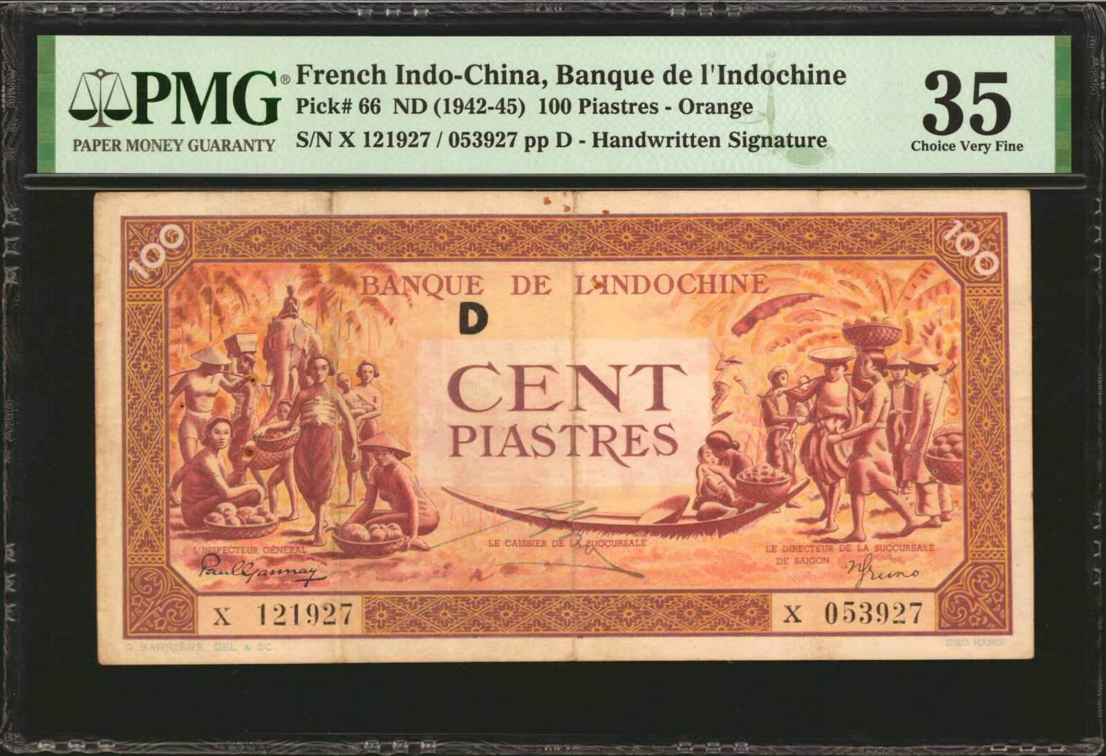 image for: French Indo-China  100 piastres(B155a)