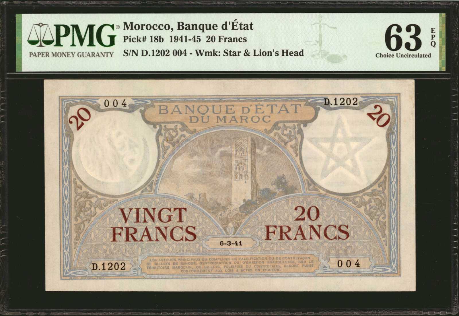 image for: Morocco  20 francs(B209b)