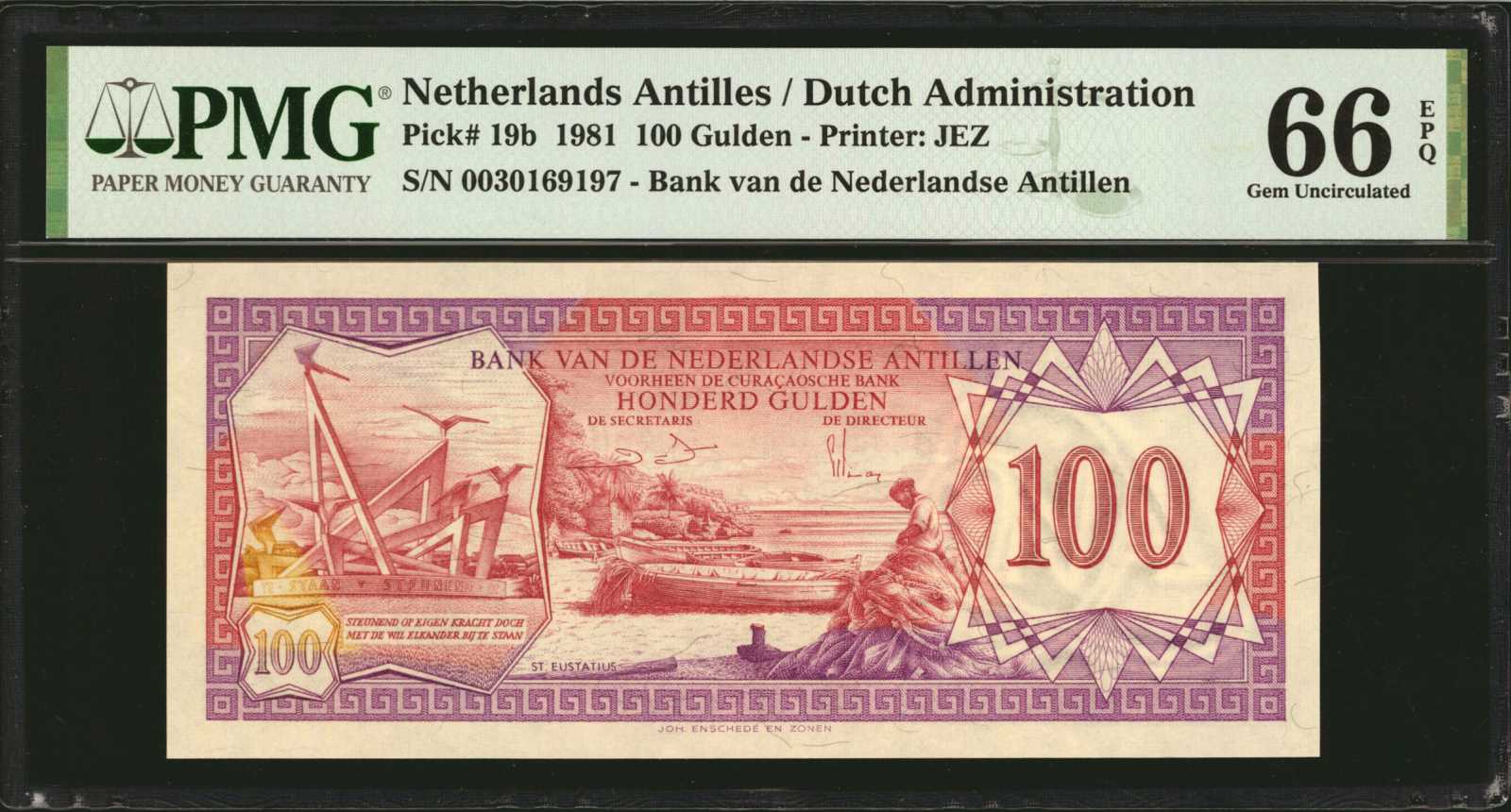 image for: Netherlands Antilles  100 gulden (guilders) (B218as)