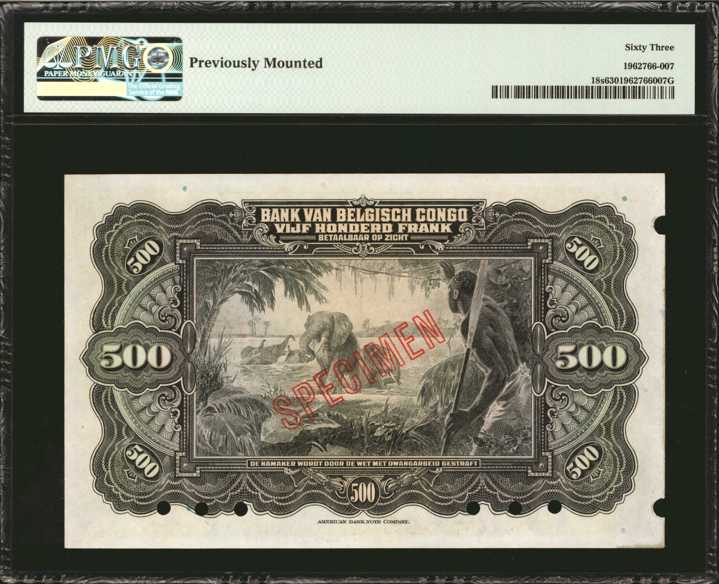 image for: Belgian Congo  500 francs(B221a)