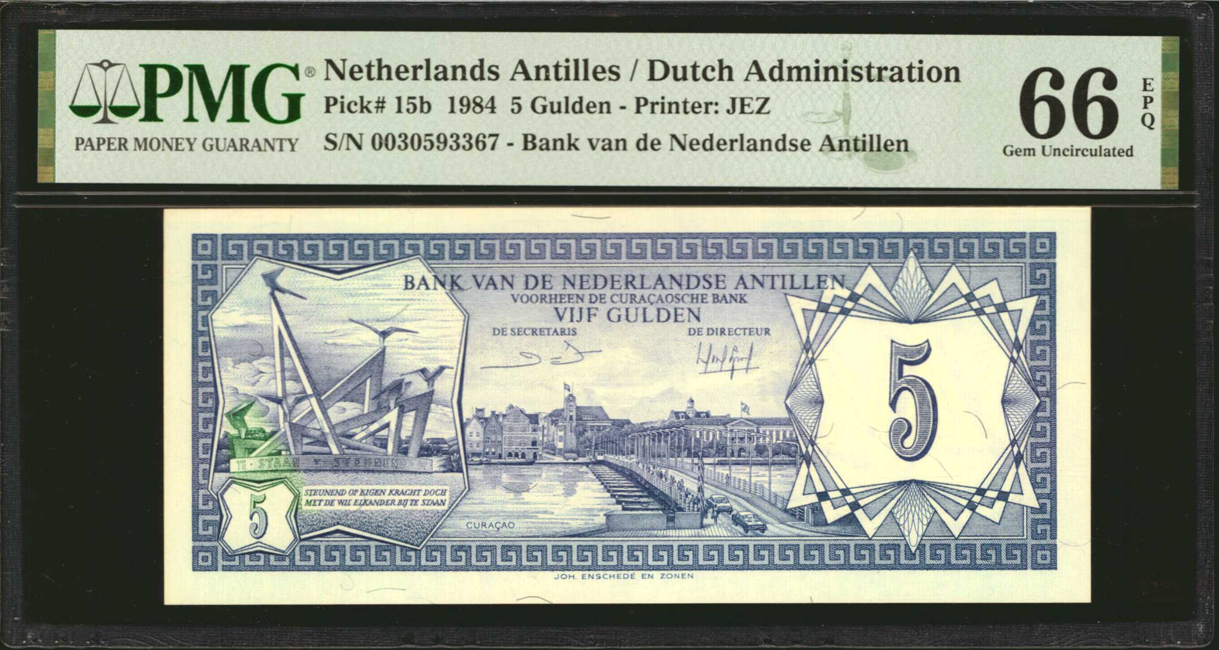 image for: Netherlands Antilles  5 gulden (guilders) (B214a)