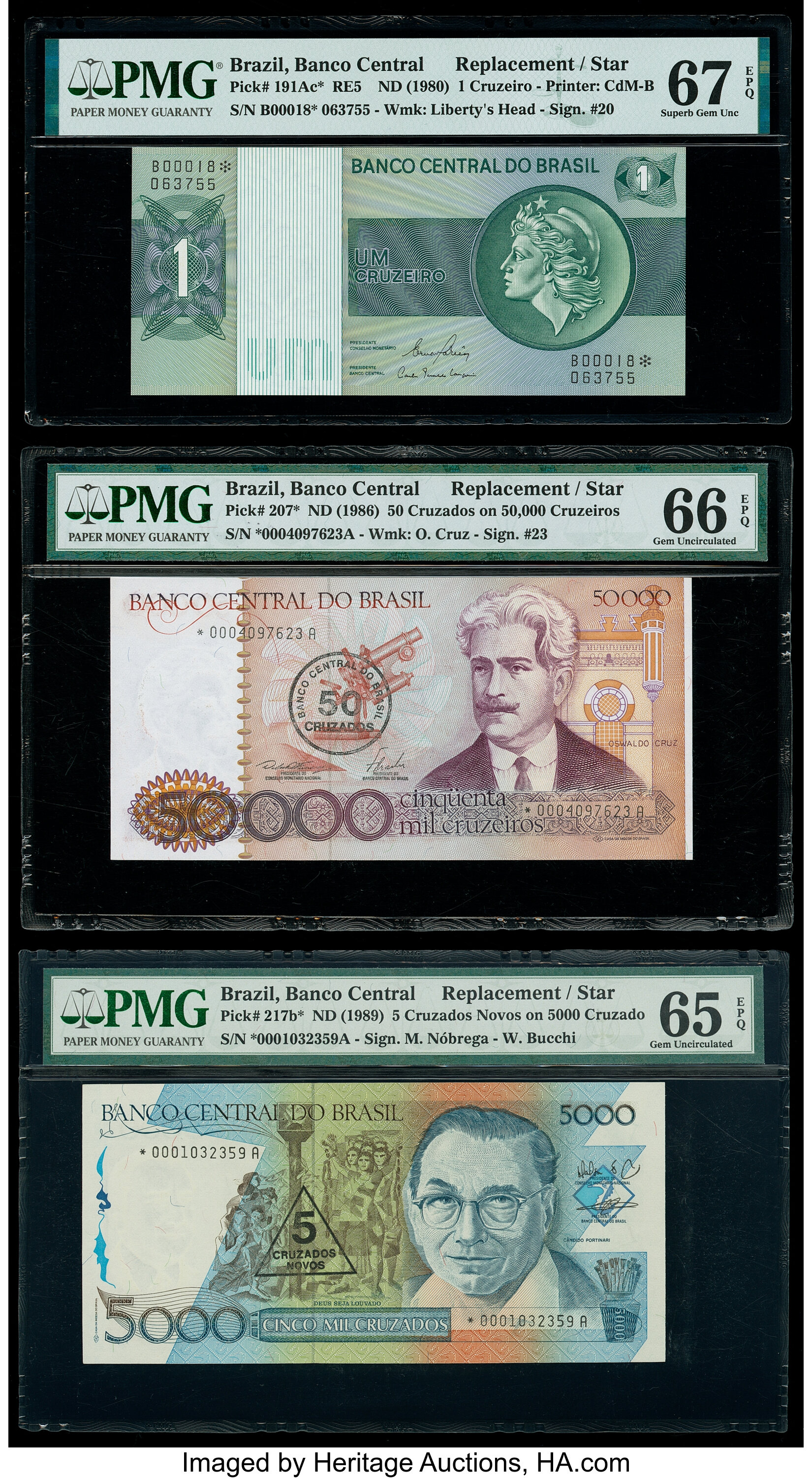 image for: Brazil  5 cruzados novos on 5,000 cruzados (B839b)