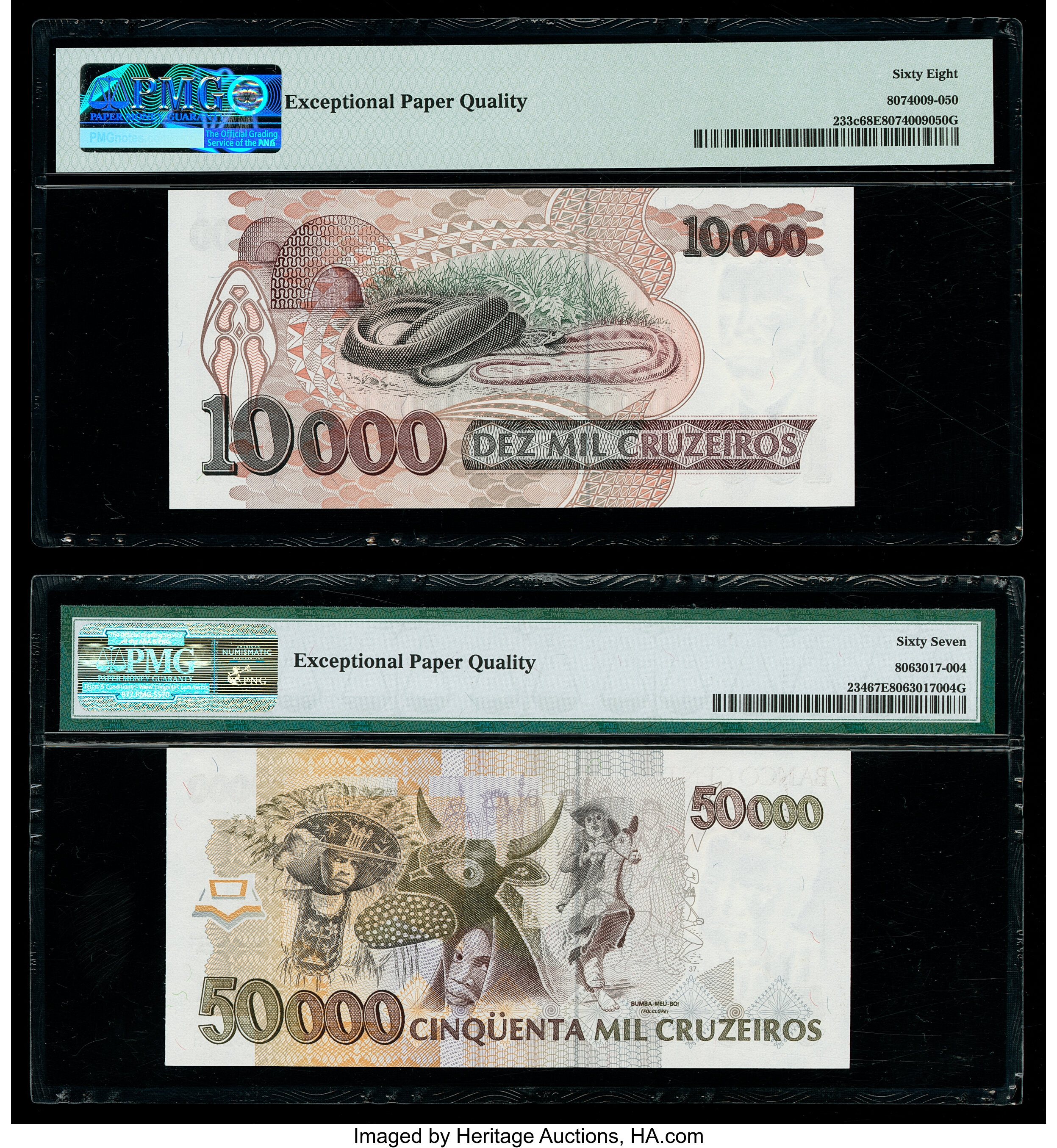 image for: Brazil  5 cruzados novos on 5,000 cruzados (B839az)