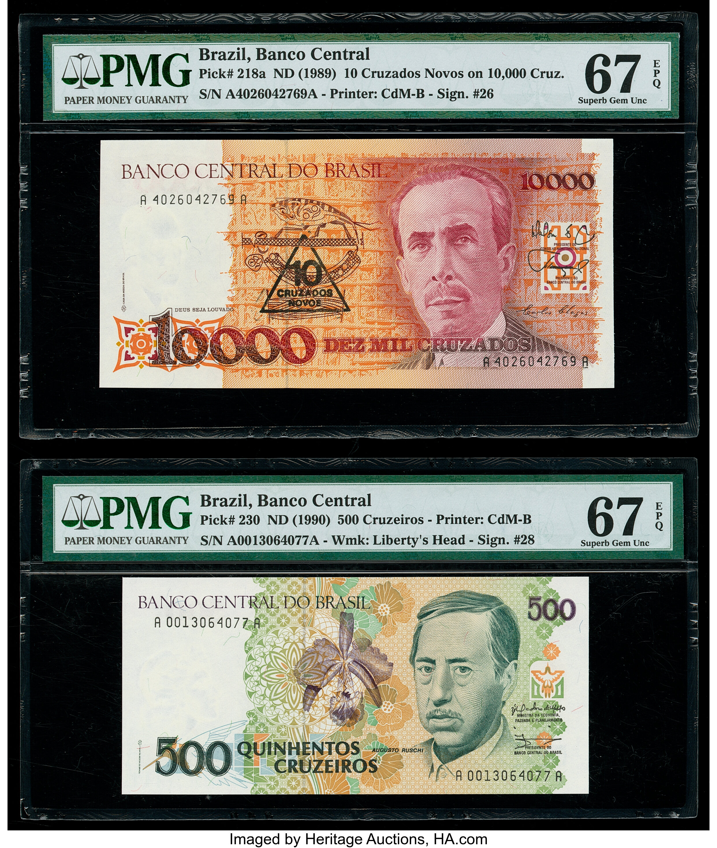 image for: Brazil  5 cruzados novos on 5,000 cruzados (B839a2)