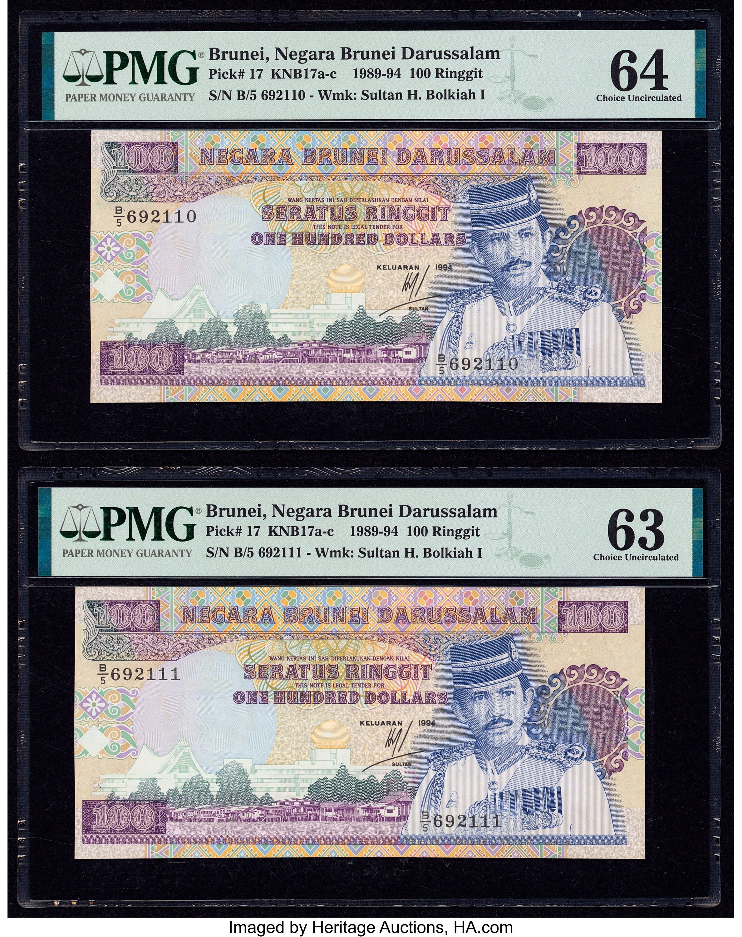 image for: Brunei  100 dollars (B117c)