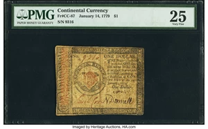 image for: Continental Currency January 14, 1779 $1 PMG Very Fine 25....