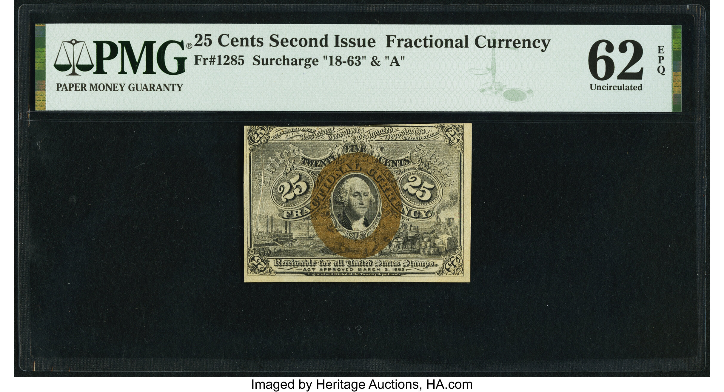 image for: Fr. 1285 25¢ Second Issue PMG Uncirculated 62 EPQ....