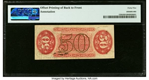 image for: Face Back to Face Offset Error Fr. 1356 50¢ Third Issue Justice PMG Choice Extremely Fine 45....