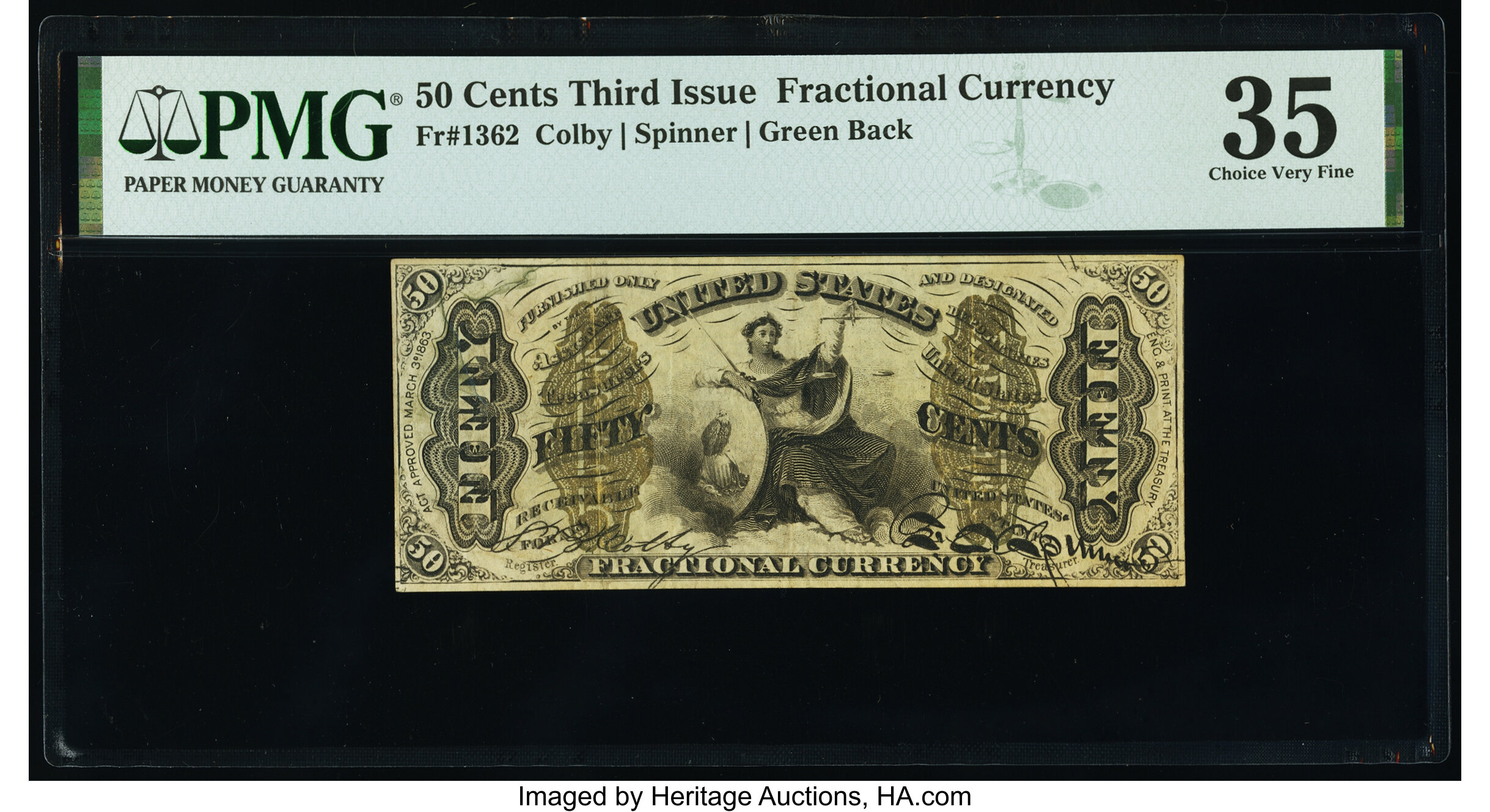 image for: Fr. 1362 50¢ Third Issue Justice PMG Choice Very Fine 35....