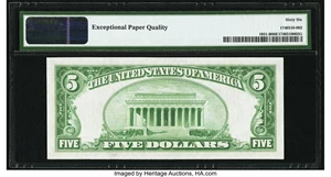 image for: Fr. 1951-B $5 1928A Federal Reserve Note. PMG Gem Uncirculated 66 EPQ....