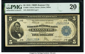 image for: Fr. 804 $5 1918 Federal Reserve Bank Note PMG Very Fine 20....
