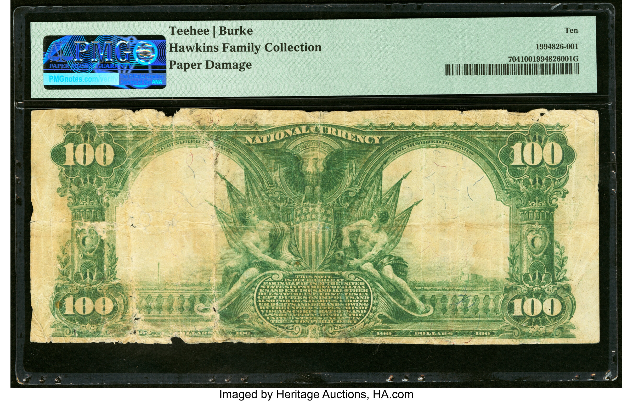 image for: Corsicana, TX - $100 1902 Plain Back Fr. 704 The State National Bank Ch. # 11022 PMG Very Good 10....