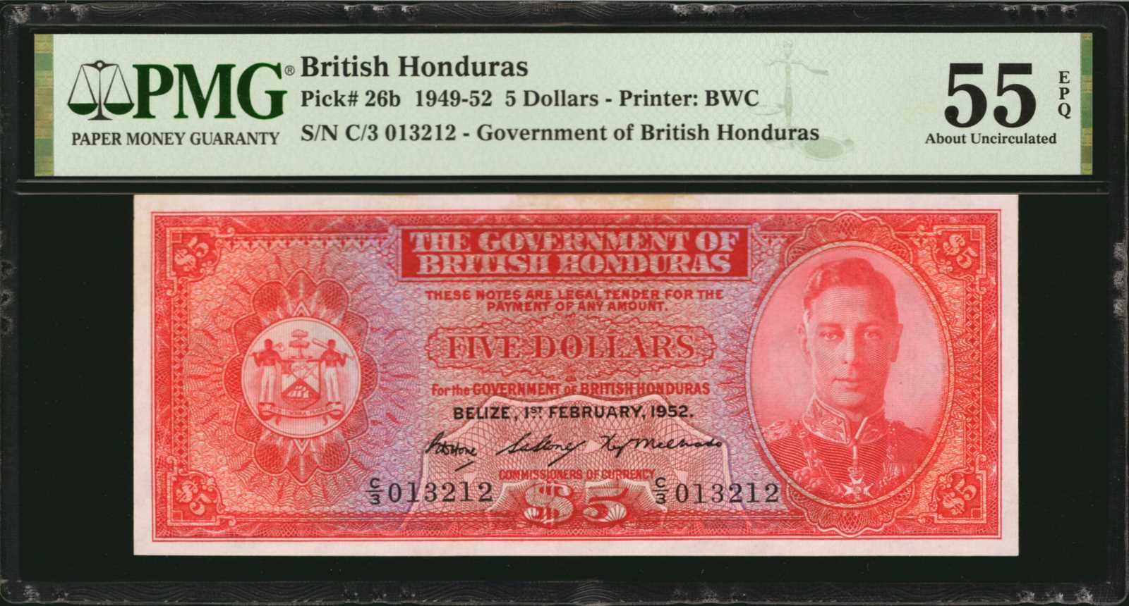 image for: British Honduras  5 dollars (B125as)