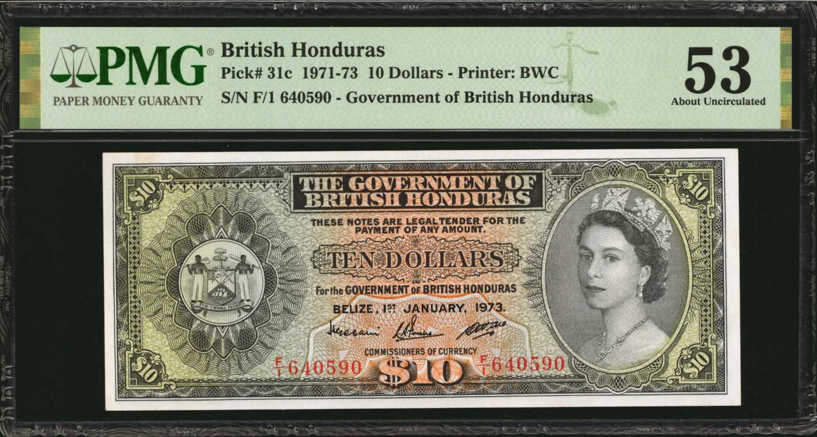 image for: British Honduras  10 dollars (B130as)