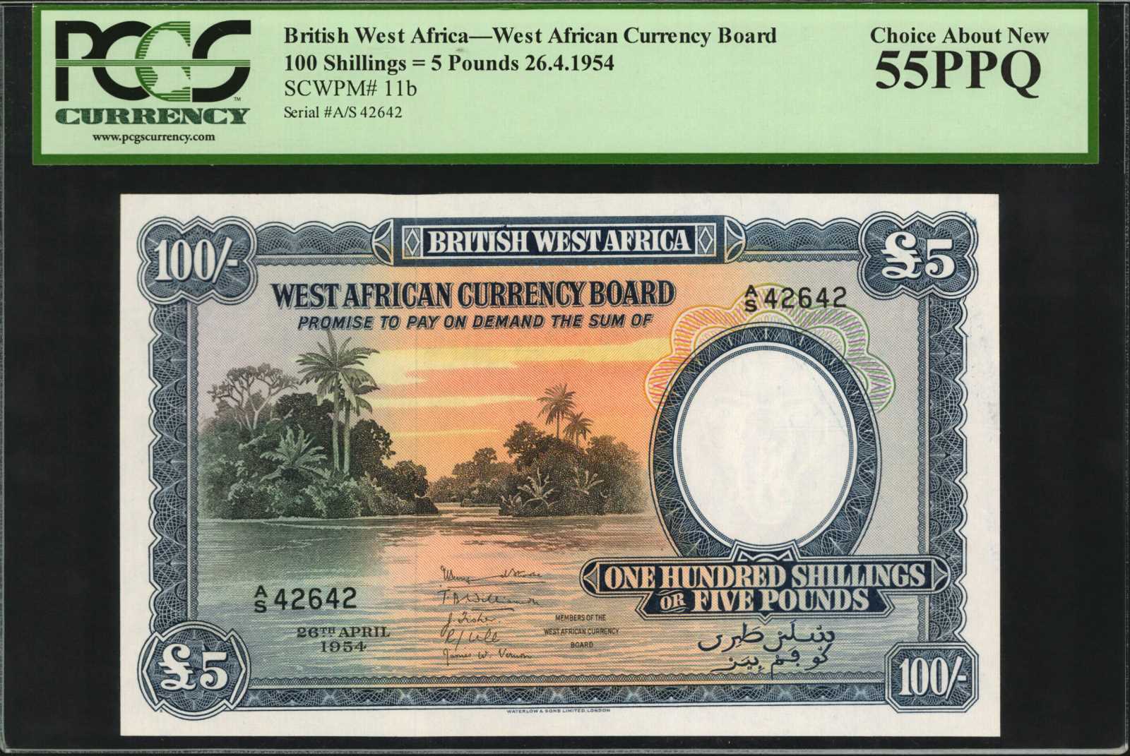 image for: British West Africa  100 shillings = 5 pounds(B111a)
