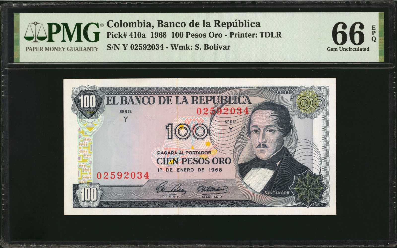 image for: Colombia  100 pesos oro(B955bs1)