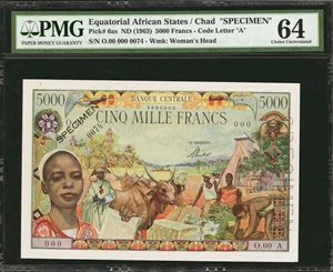 image for: Equatorial African States 5,000 francs(B204bs)