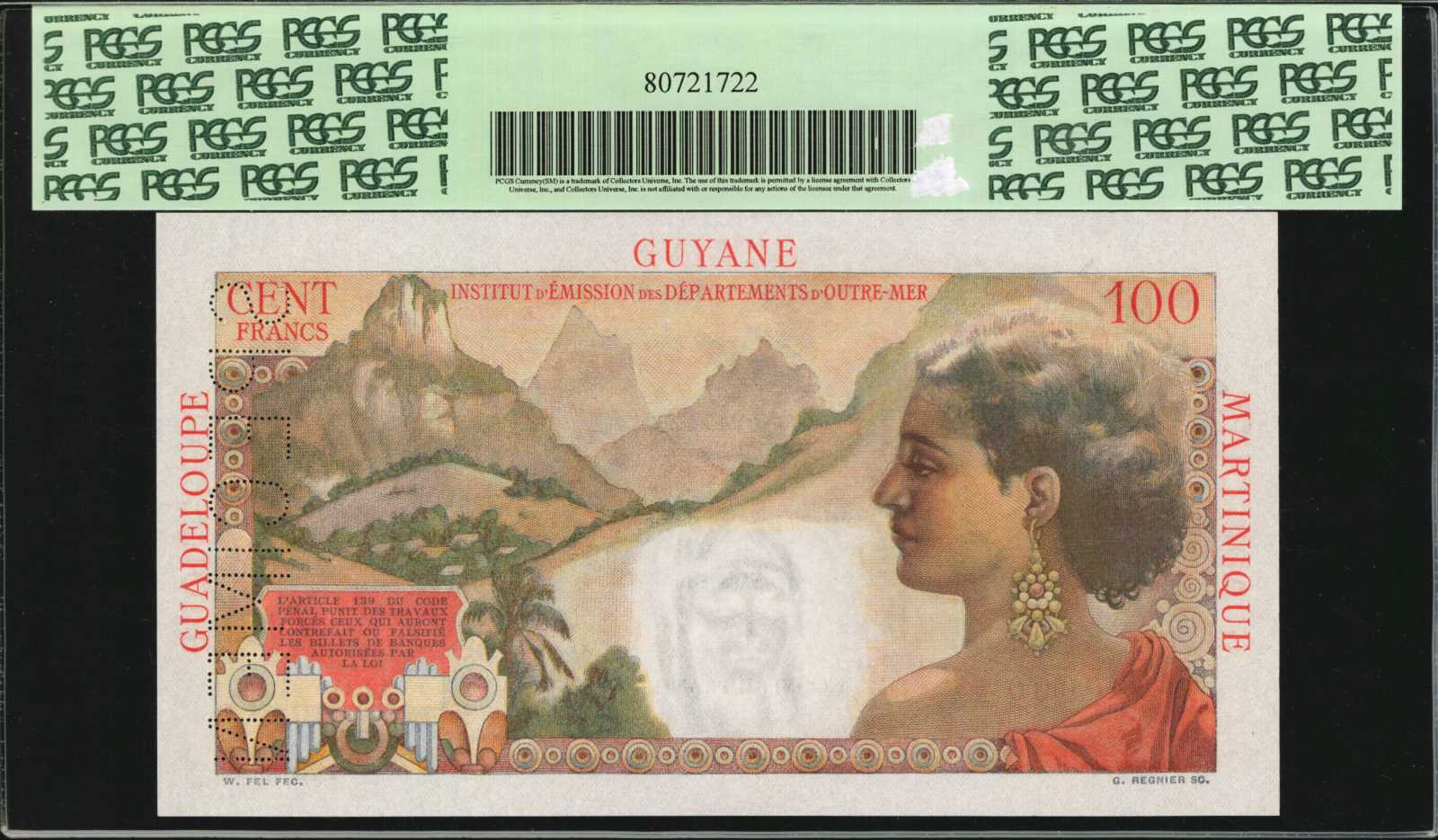 image for: French Antilles  1 nouveau franc on 100 francs (B101as2)