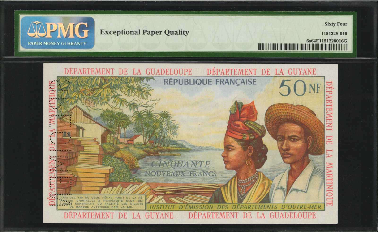 image for: French Antilles  50 nouveaux francs (B106a)
