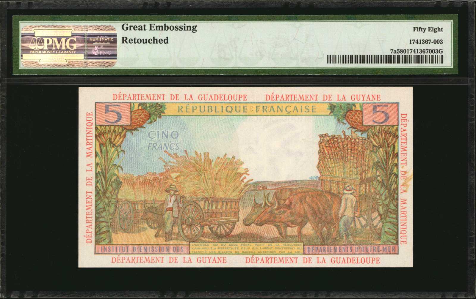 image for: French Antilles  5 francs (B107b)