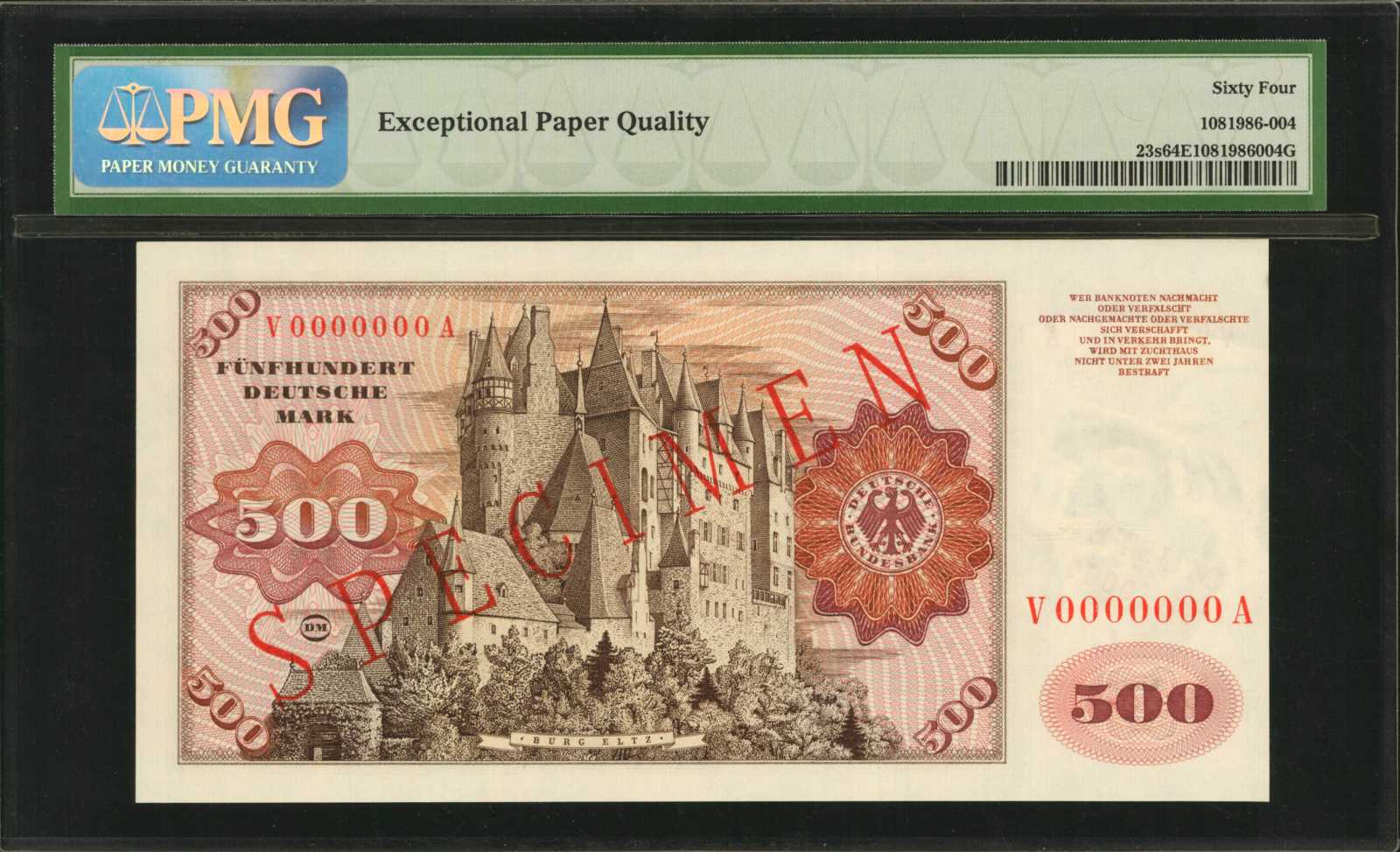 image for: Germany, Federal Republic of  500 deutsche mark (B206a)