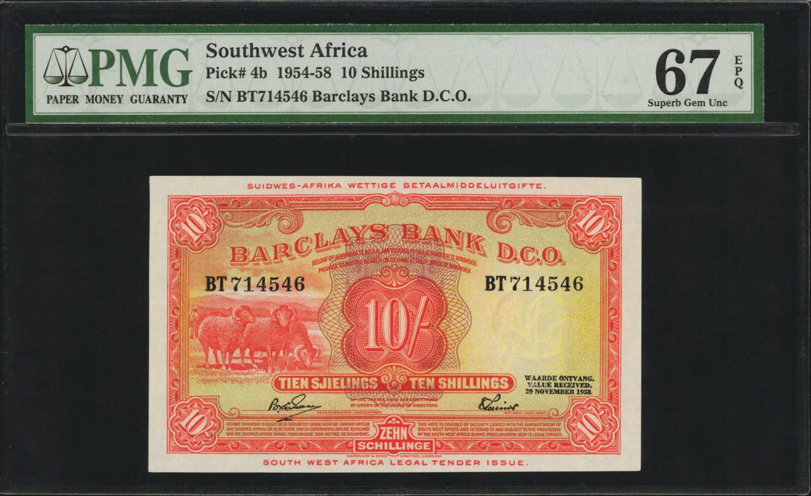 30.11.1954 30 NOVEMBER 1954 Sig 6: Strydom/Rabie Date and signatures printed in red With red No before prefix Prefix AF - AR 