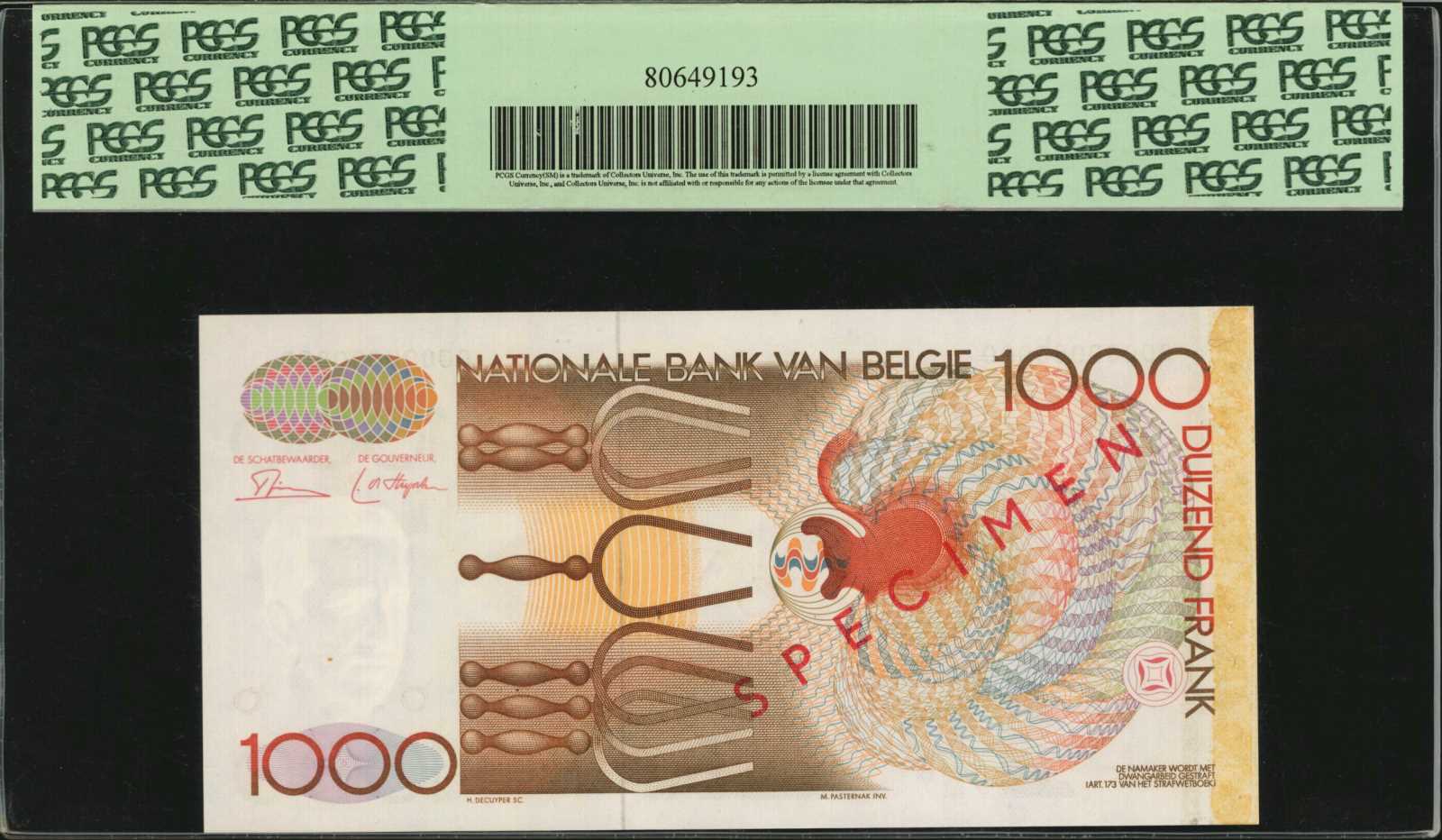 image for: Belgium  1,000 francs (B587b)