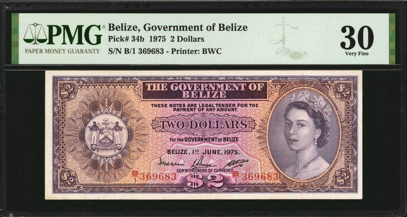 image for: Belize  5 dollars (B305a)