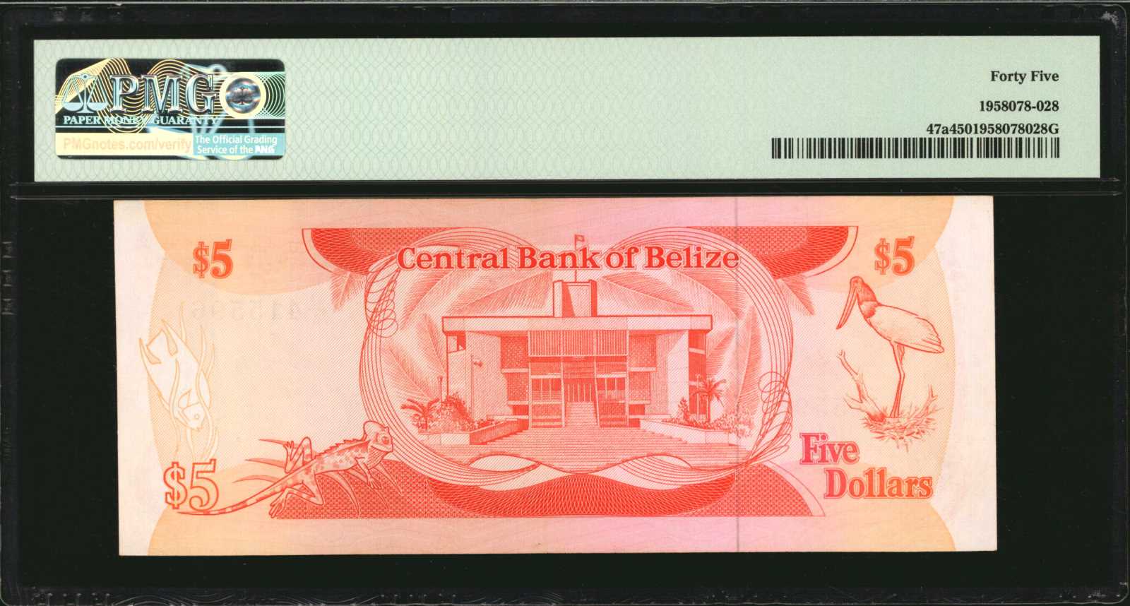 image for: Belize  5 dollars (B305a)