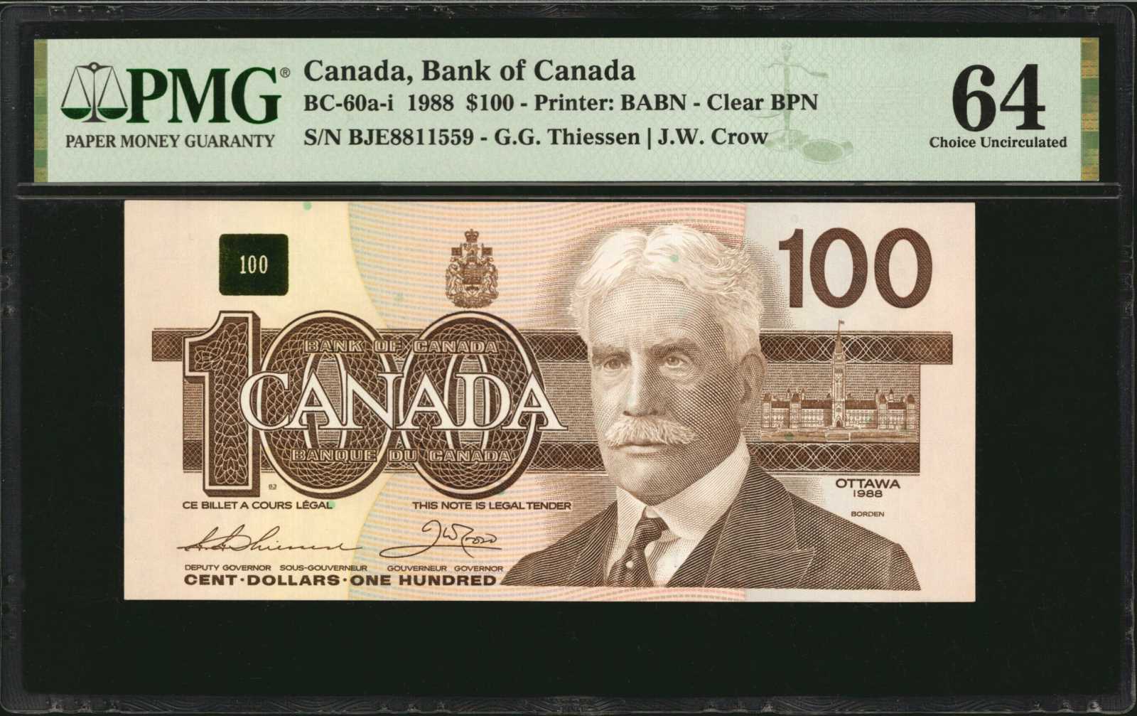 image for: Canada  100 dollars (B362a)
