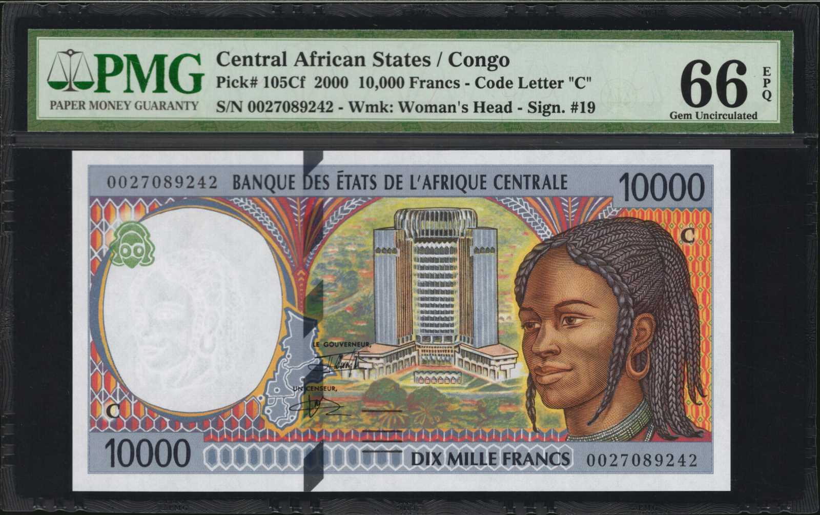 image for: Central African States  10,000 francs (B105Cas)