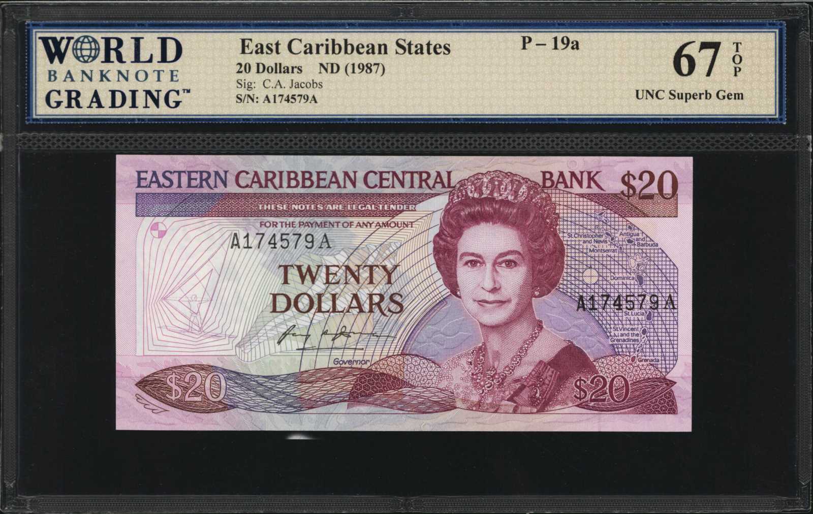 image for: East Caribbean States  20 dollars (B203z)