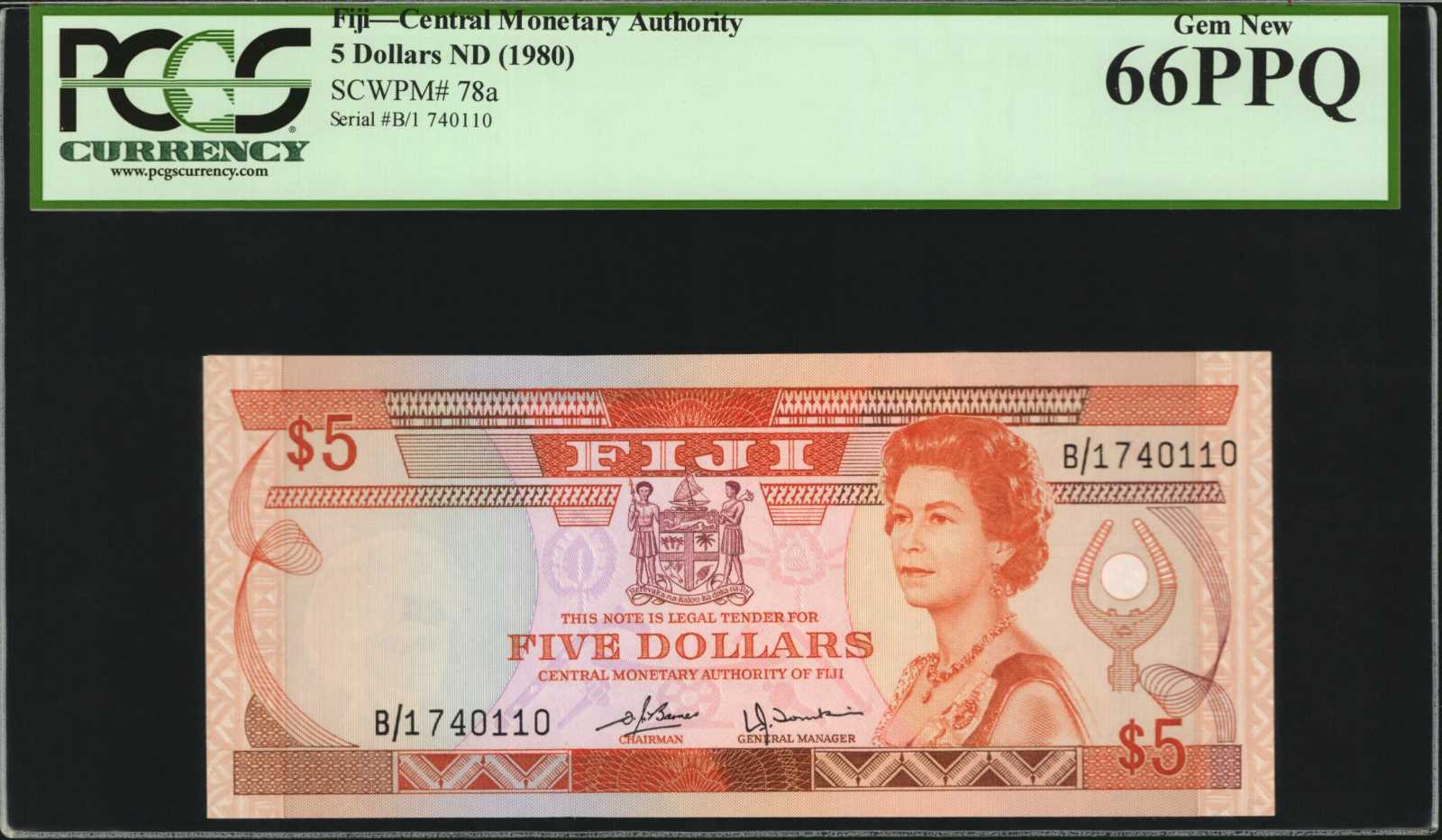 image for: Fiji  5 dollars (B409a)