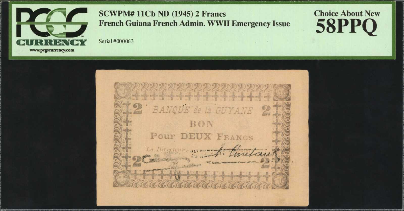 image for: French Guiana  1 franc(B212d)