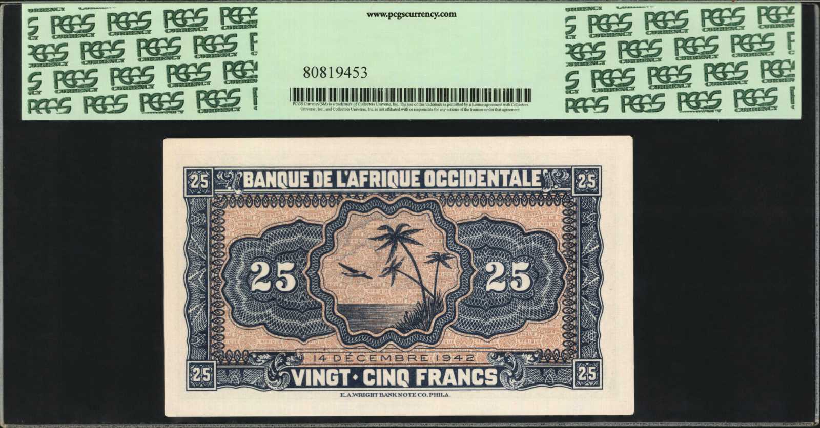 image for: French West Africa  25 francs(B117as)