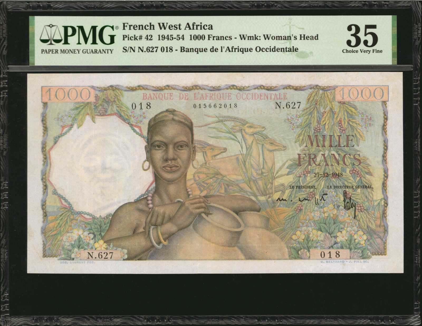 image for: French West Africa  1,000 francs(B126a)