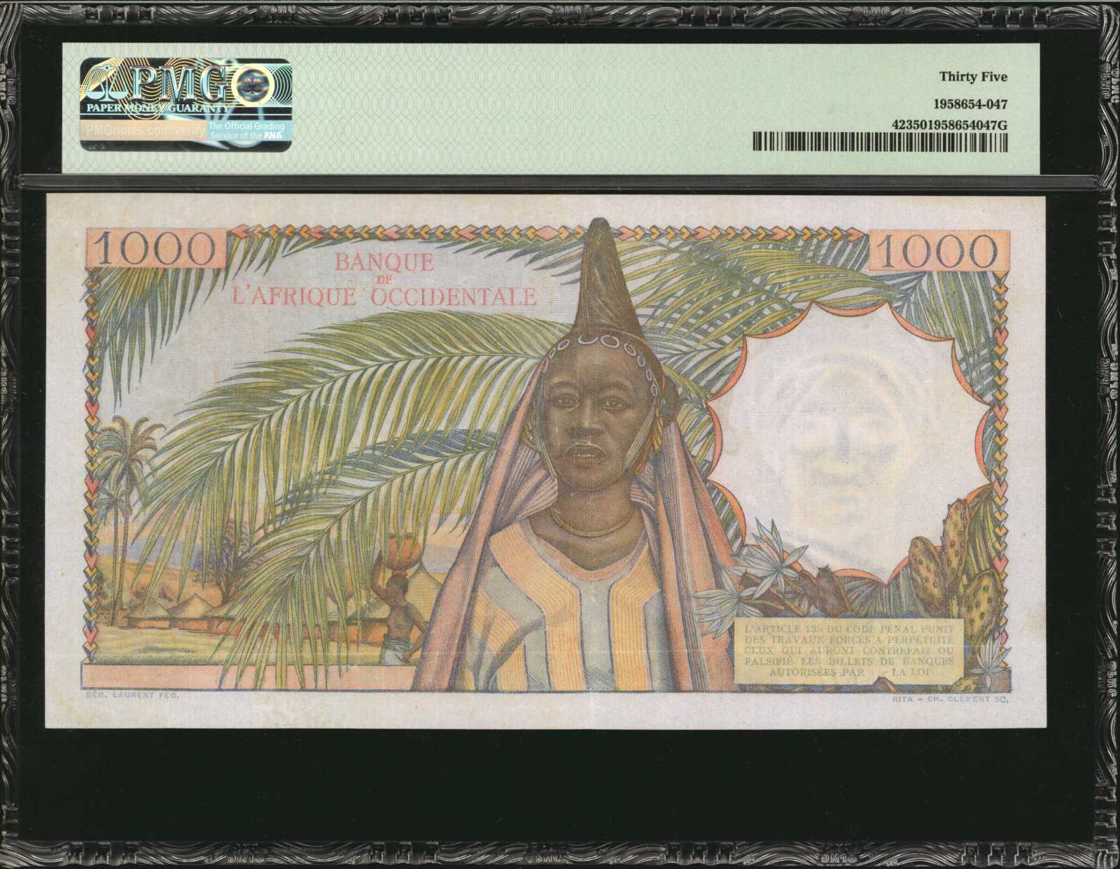 image for: French West Africa  1,000 francs(B126c)