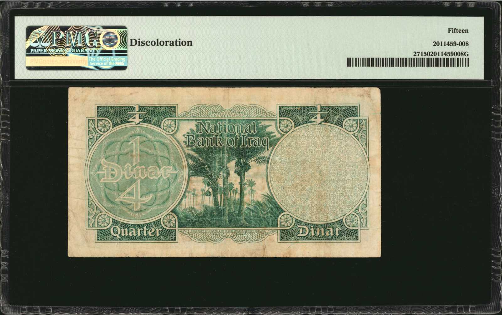 image for: Iraq  1/4 dinar(B201ap)