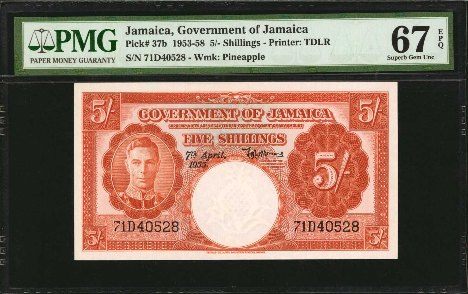 image for: Jamaica  5 shillings (B106d)