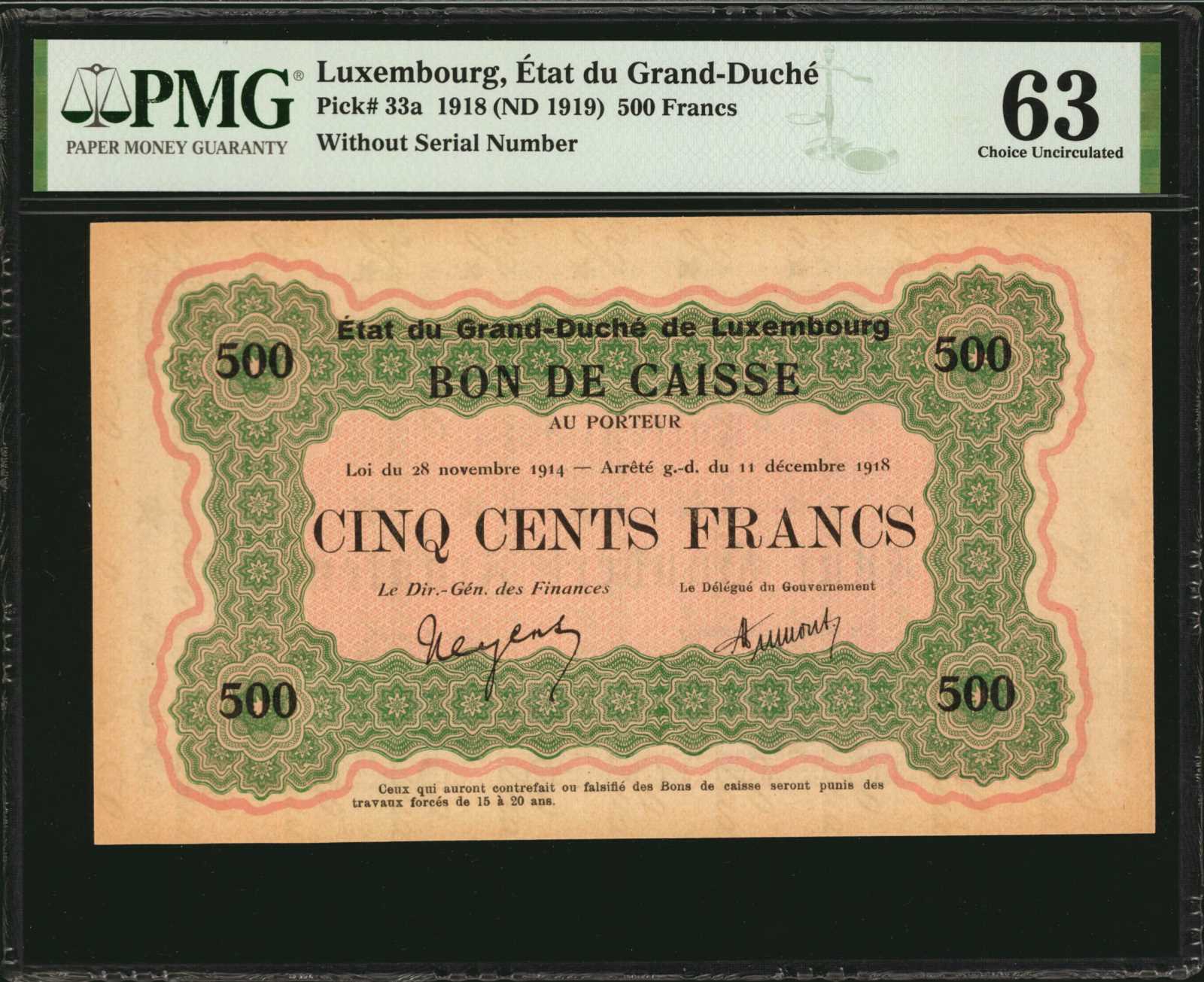 image for: Luxembourg  500 francs / franken (B315br)