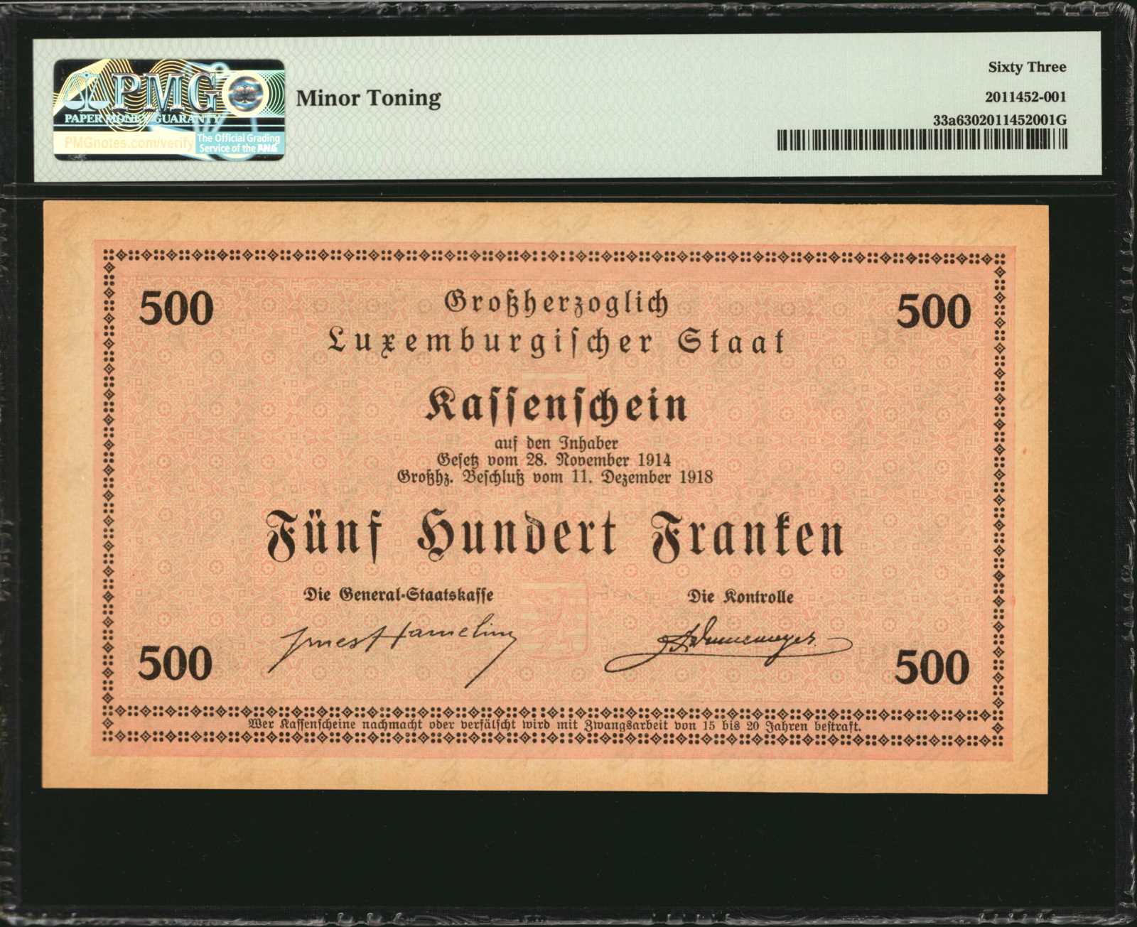 image for: Luxembourg  500 francs / franken (B315br)