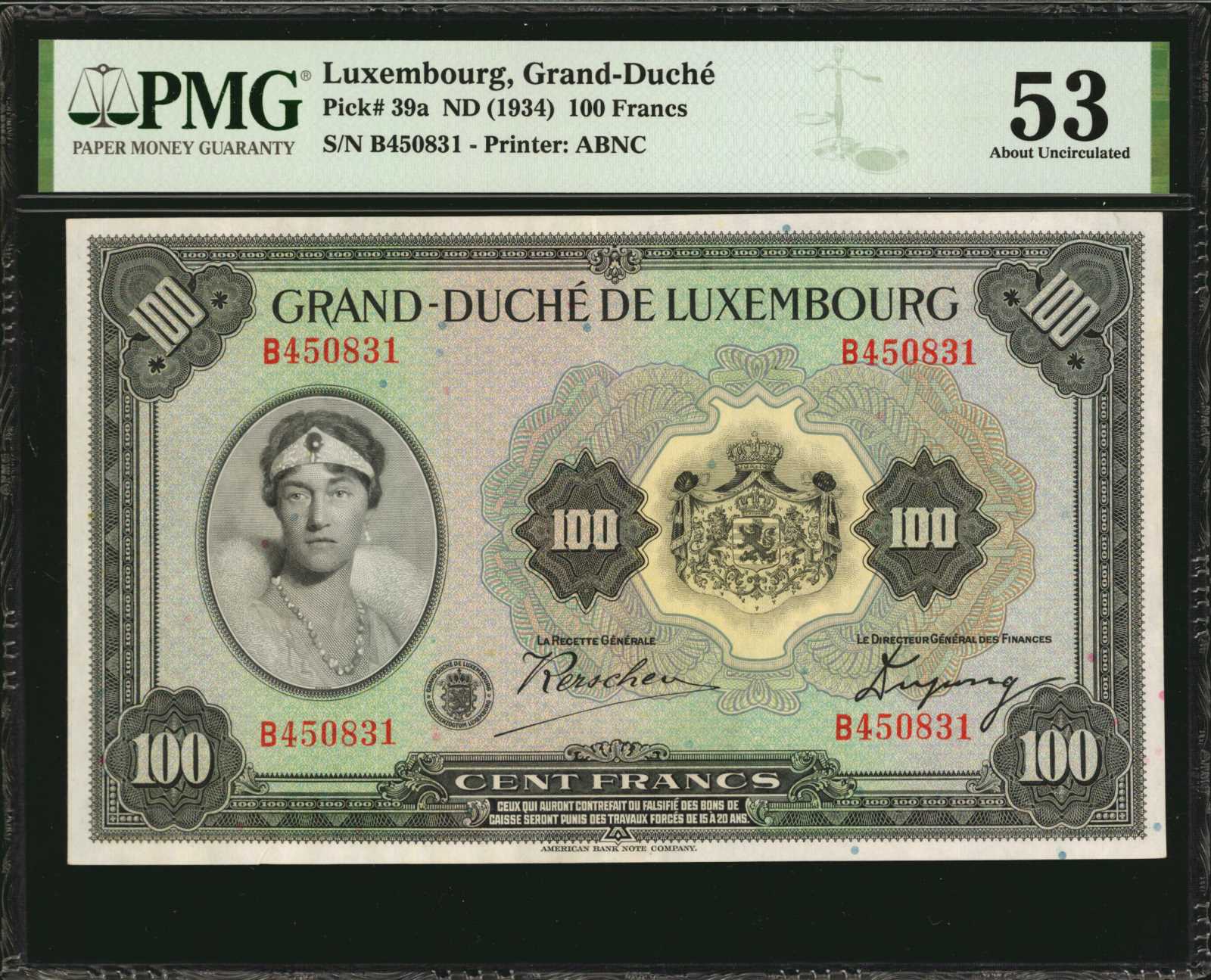 image for: Luxembourg  100 francs / franken (B321as)