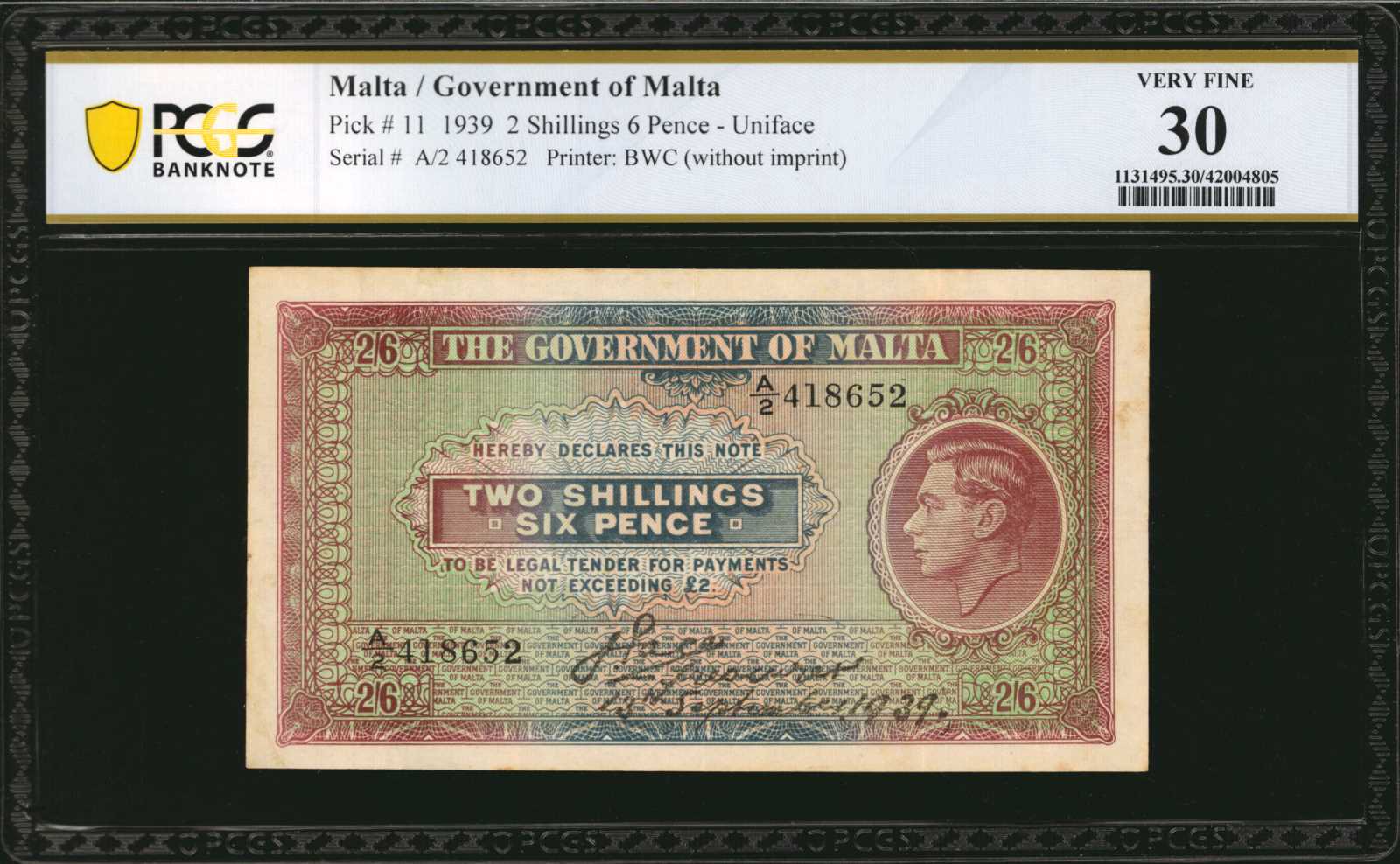 image for: Malta  2 shillings 6 pence (B110ap)